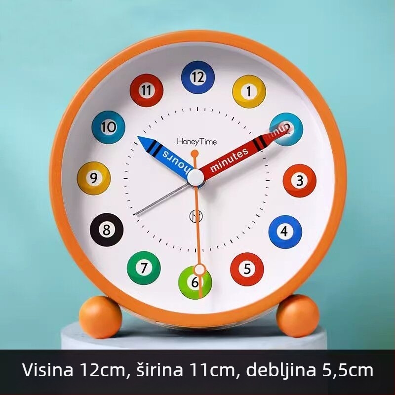 Stolni budilnik za djecu - crtani stil, analogni brojčanik, napajan baterijom, svijetli i s alarmom