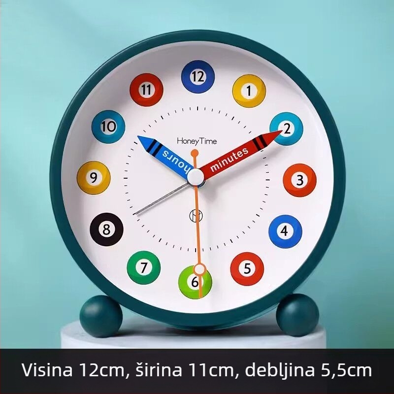 Stolni budilnik za djecu - crtani stil, analogni brojčanik, napajan baterijom, svijetli i s alarmom