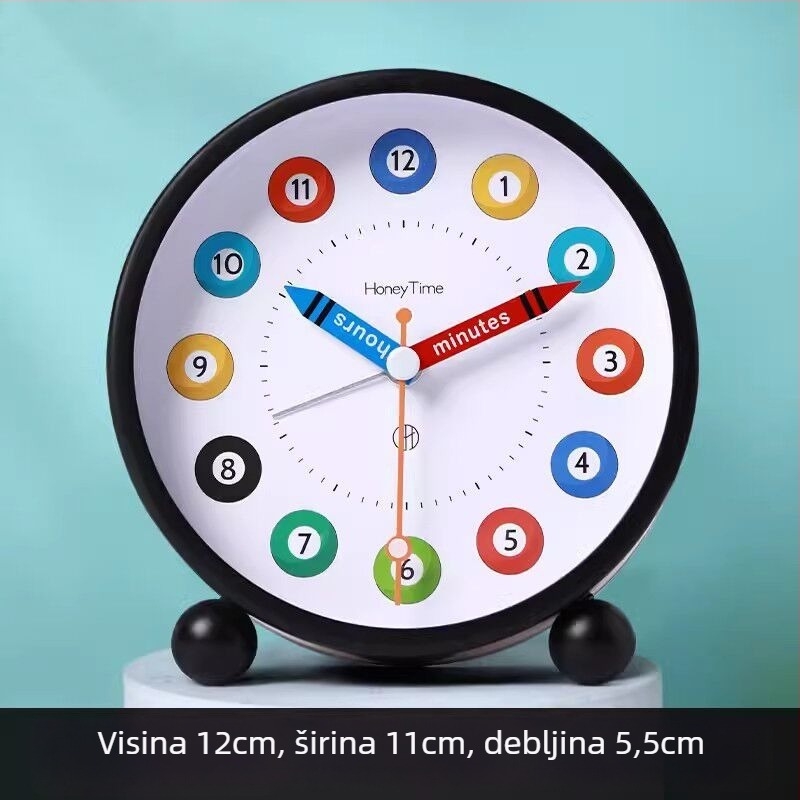 Stolni budilnik za djecu - crtani stil, analogni brojčanik, napajan baterijom, svijetli i s alarmom