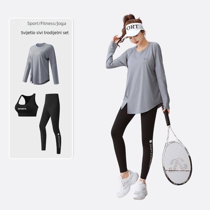 Zolandi fitness i joga majica s dugim rukavima, širok kroj, poliester-spandeks materijal, duljina 70 cm