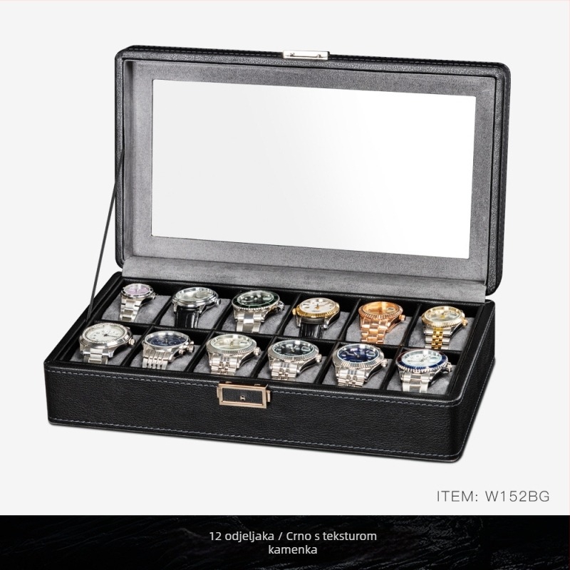 BLUETIDE Kožna kutija za satove s višestrukim odjeljcima, pakiranje nakita, kartonsko pakiranje, Specifikacija 01