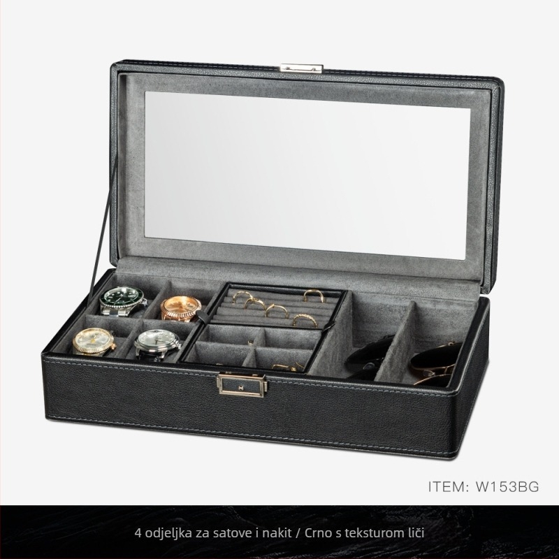 BLUETIDE Kožna kutija za satove s višestrukim odjeljcima, pakiranje nakita, kartonsko pakiranje, Specifikacija 01