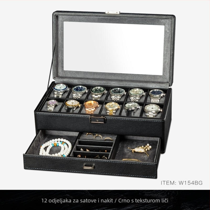 BLUETIDE Kožna kutija za satove s višestrukim odjeljcima, pakiranje nakita, kartonsko pakiranje, Specifikacija 01