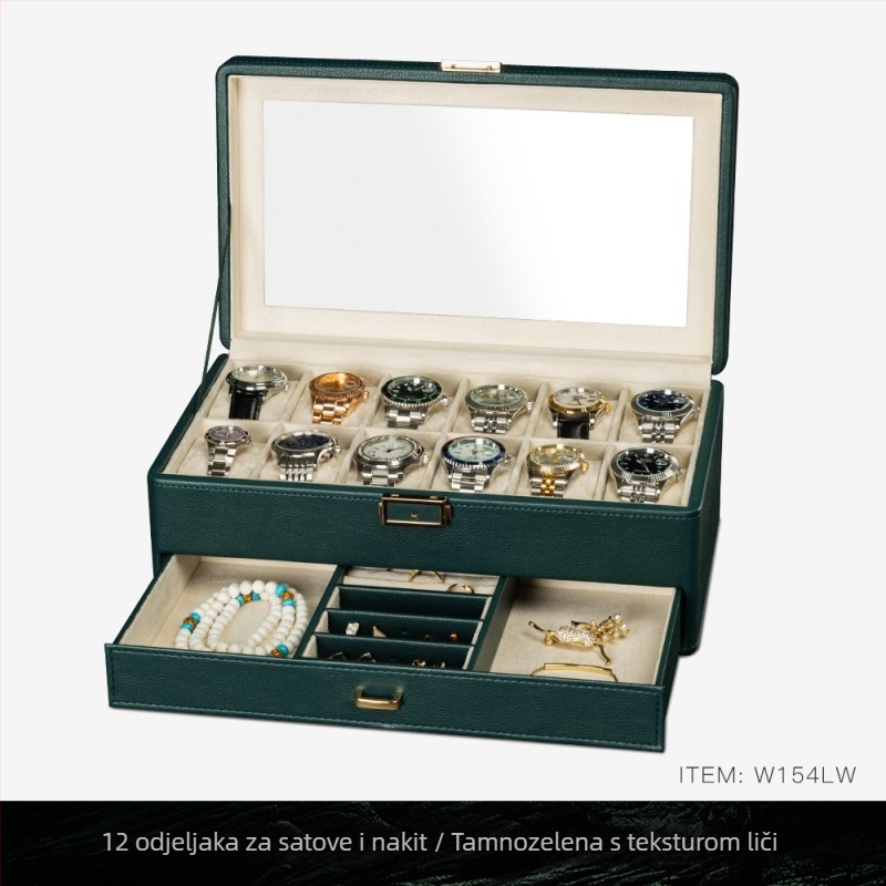 BLUETIDE Kožna kutija za satove s višestrukim odjeljcima, pakiranje nakita, kartonsko pakiranje, Specifikacija 01