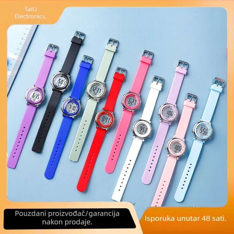 Dječji elektronički sat s svijetlećim digitalnim zaslonom, elektronički mehanizam (6309), okruglo ABS kućište, TPU remen