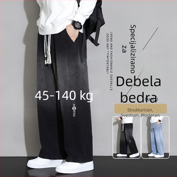 Muške traperice plus veličine, pravi kroj, ljeto, američki street style, ležerna silueta, široke nogavice.