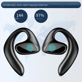 Slušalice za prevođenje s AI prijevodom u stvarnom vremenu, Bluetooth 5.0, IPX3 vodootporne, domet 15 m, trajanje baterije 4–8 h