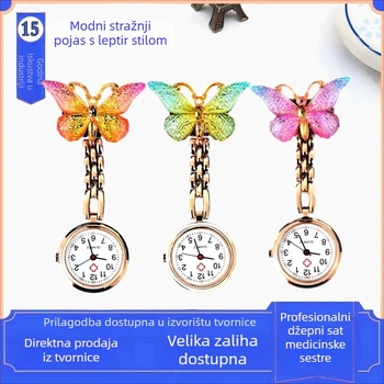 Kvarcni bolničarski džepni sat, leptir stil, Huachen SL39 mehanizam, 3 kazaljke, vodootporan za svakodnevnu upotrebu