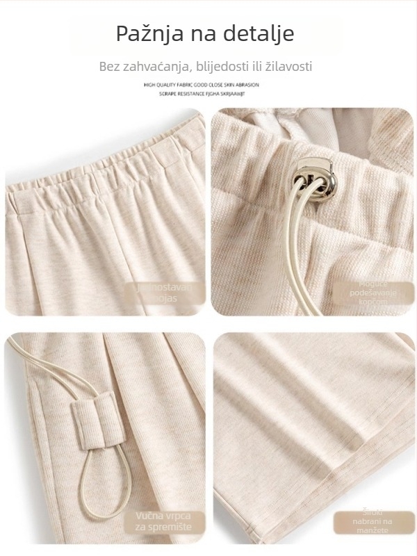 Trudničke hlače od vunene smjese, širokog kroja, visokog struka, podstavljene flisom, podrška trbuhu