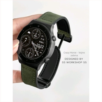 Nova narukvica za Huawei Watch GT2, Crazy Horse koža GT3 Pro, prava koža, magnetska kopča, 22 mm, kompatibilna s Watch 3/4