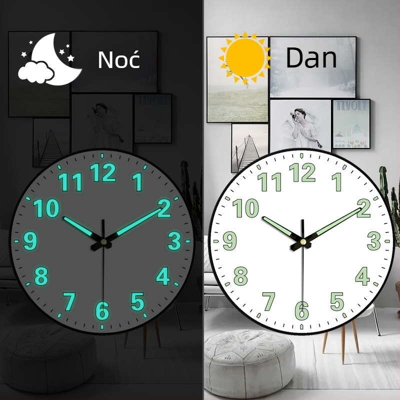 Stolni sat s analognim prikazom, mehanički pogon, napajan baterijama, brojčanik od kaljenog stakla, tihi rad