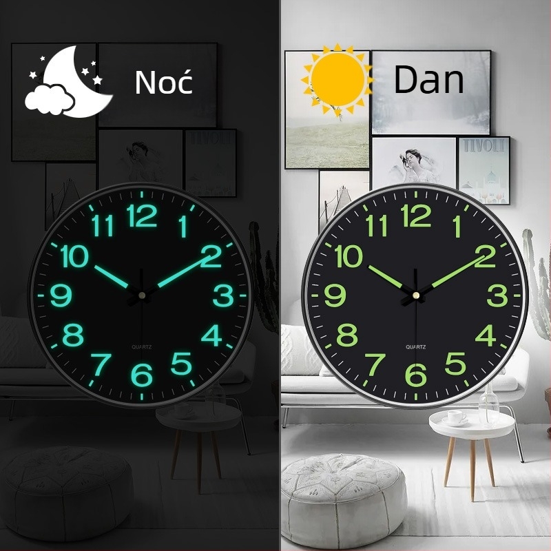 Stolni sat s analognim prikazom, mehanički pogon, napajan baterijama, brojčanik od kaljenog stakla, tihi rad