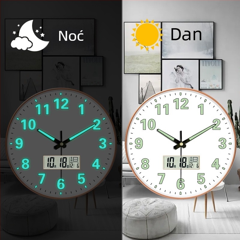 Stolni sat s analognim prikazom, mehanički pogon, napajan baterijama, brojčanik od kaljenog stakla, tihi rad