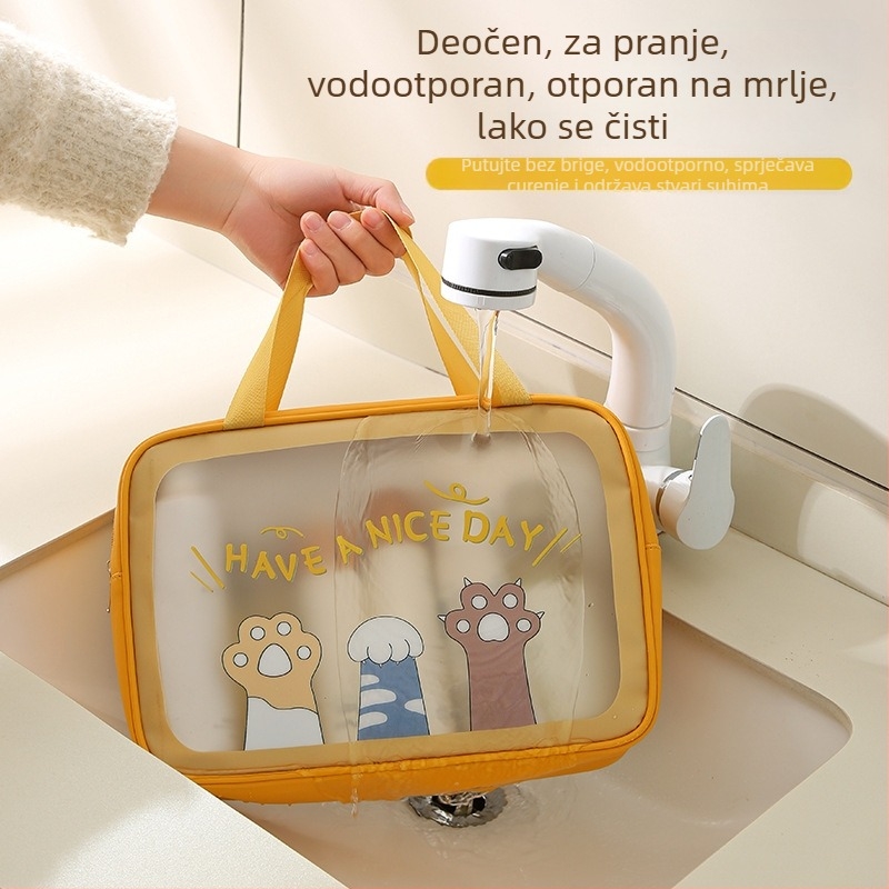 Torba za potrepštine – PVC+nylon materijal, oblik ručne torbe, višenamjenska, pogodna za putovanja i skladištenje šminke