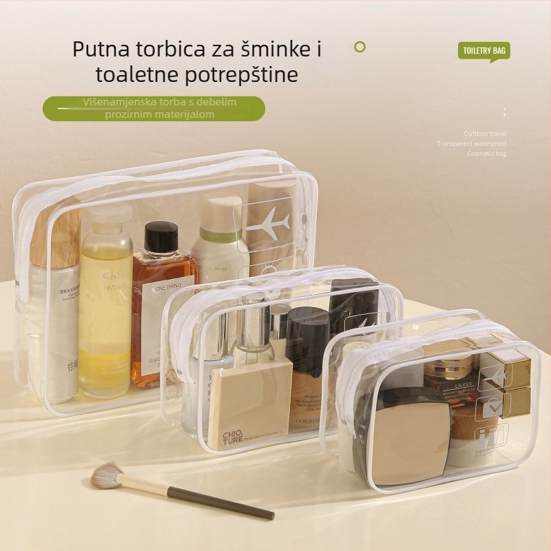 Putna torbica za kozmetiku, vodootporna, kubni oblik, PVC i svila, višenamjenska