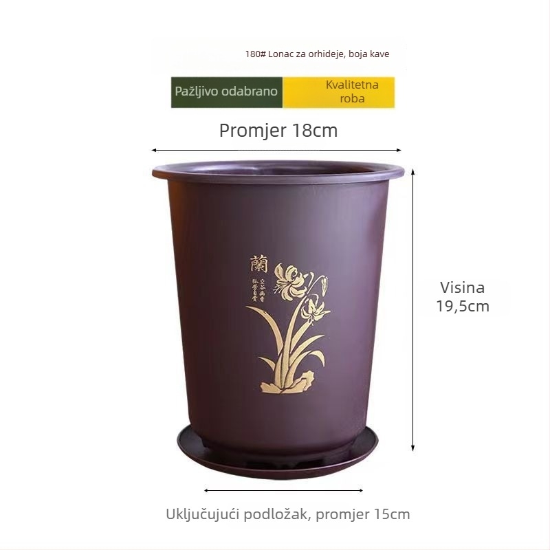 Nova ojačana smolasta posuda za orhideje i kliviju, imitacija ljubičaste gline, jednostavan dizajn, veliki plastični lonac
