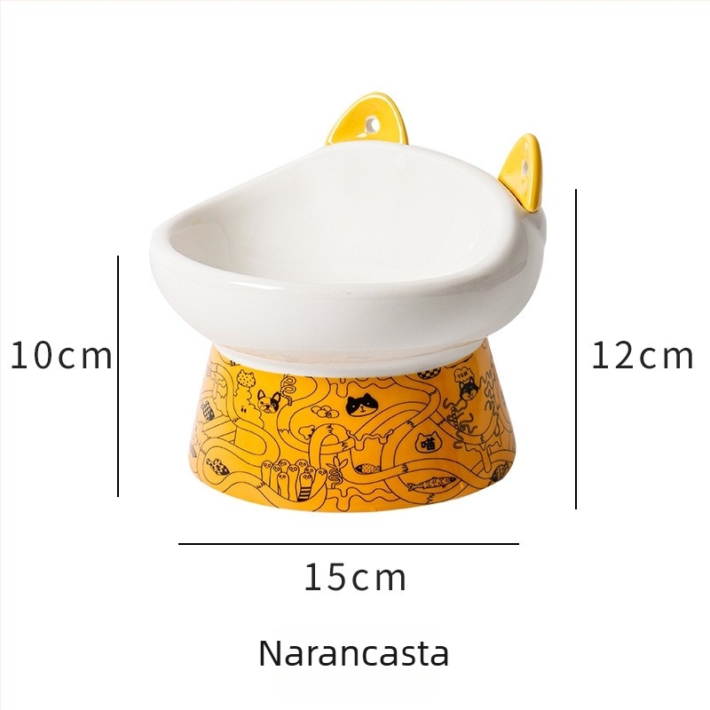 Keramička posuda za mačke s visokim nogama, dvostruka zdjela za hranu i vodu, protiv prevrtanja