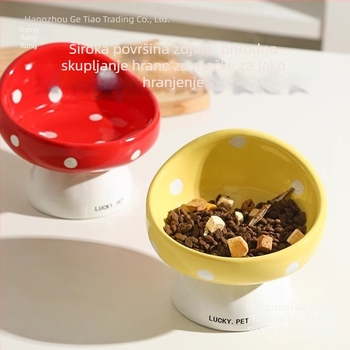 Keramička zdjela za mačke za hranu i vodu, s visokim nogama za stabilnost i nagnutim rubom za udobnost vrata – set od 2