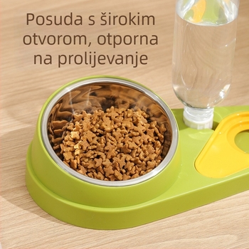Set posuda za mačke s dvostrukim zdjelama, plast + nehrđajući čelik, automatsko hranjenje, oprema za kućne ljubimce