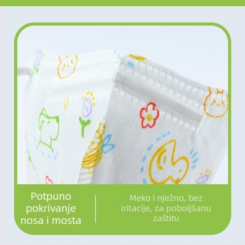 Dječja medicinska kirurška maska, 3D dizajn, materijal: netkana tkanina + meltblown, jednokratna, pakiranje 30 kom., crtani stil