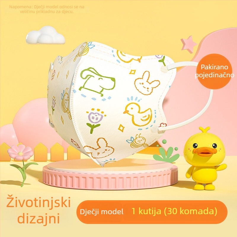 Dječja medicinska kirurška maska, 3D dizajn, materijal: netkana tkanina + meltblown, jednokratna, pakiranje 30 kom., crtani stil