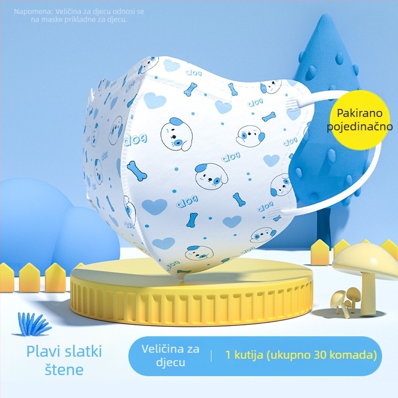 Dječja medicinska kirurška maska, 3D dizajn, materijal: netkana tkanina + meltblown, jednokratna, pakiranje 30 kom., crtani stil