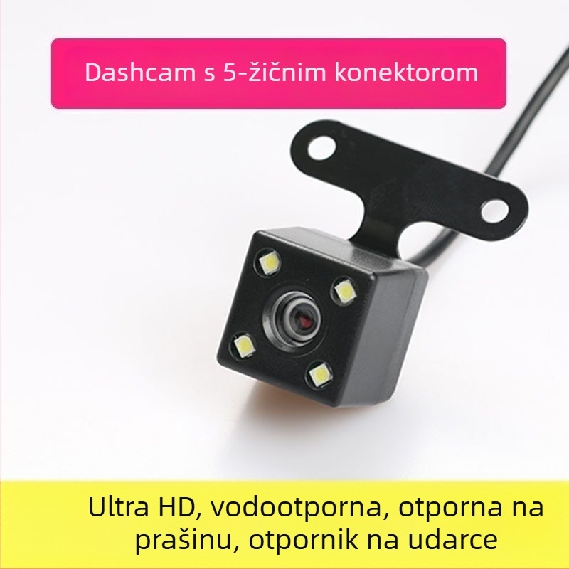 Univerzalna stražnja kamera s 5-pinskim konektorom za auto DVR — HD noćni pogled, vodootporna