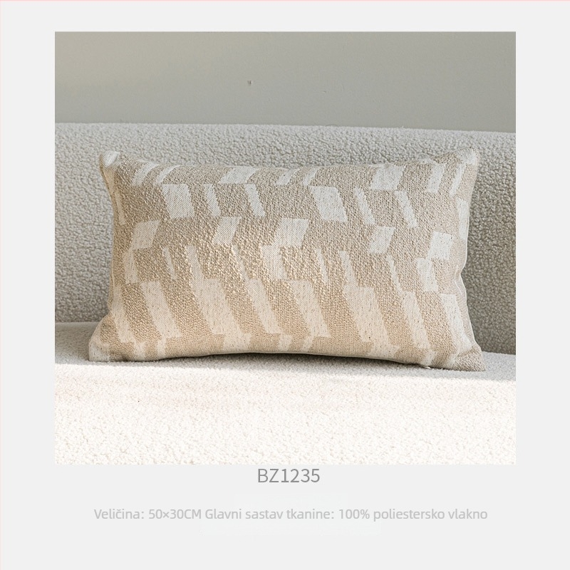 Lumbalna jastučnica u stilu modernog antik stila, jacquard tkano boje bež, pravokutna jastučnica za kauč