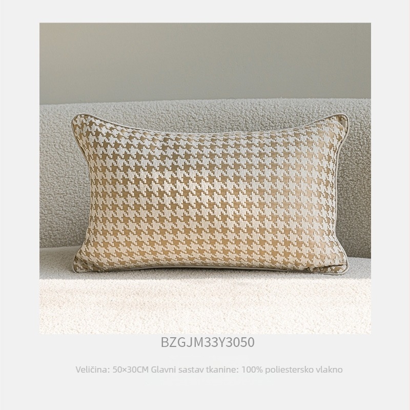 Lumbalna jastučnica u stilu modernog antik stila, jacquard tkano boje bež, pravokutna jastučnica za kauč