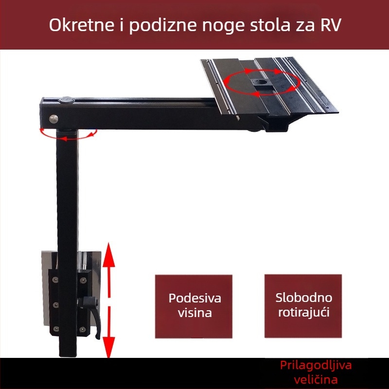 Rotirajuće podizne noge stola za RV, odvojivi nosač za pohranu i blagovaonski stol za kamp kućicu, dodatak za prilagodbu vozila (bez prilagodbe)