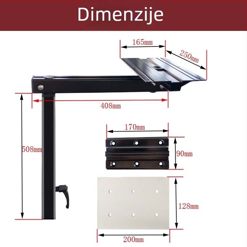Rotirajuće podizne noge stola za RV, odvojivi nosač za pohranu i blagovaonski stol za kamp kućicu, dodatak za prilagodbu vozila (bez prilagodbe)