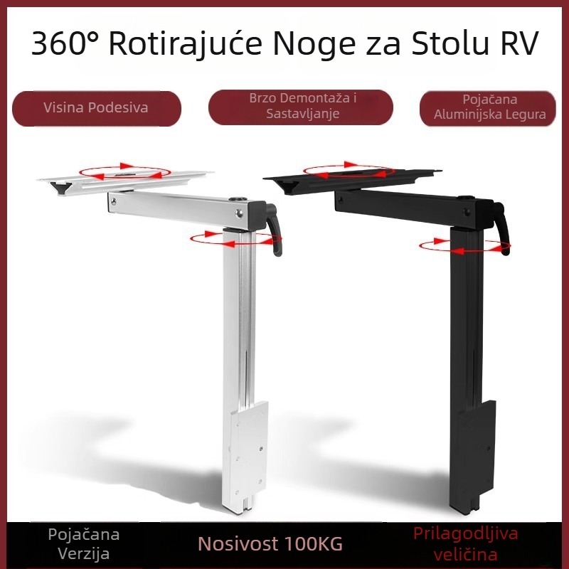 Rotirajuće podizne noge stola za RV, odvojivi nosač za pohranu i blagovaonski stol za kamp kućicu, dodatak za prilagodbu vozila (bez prilagodbe)