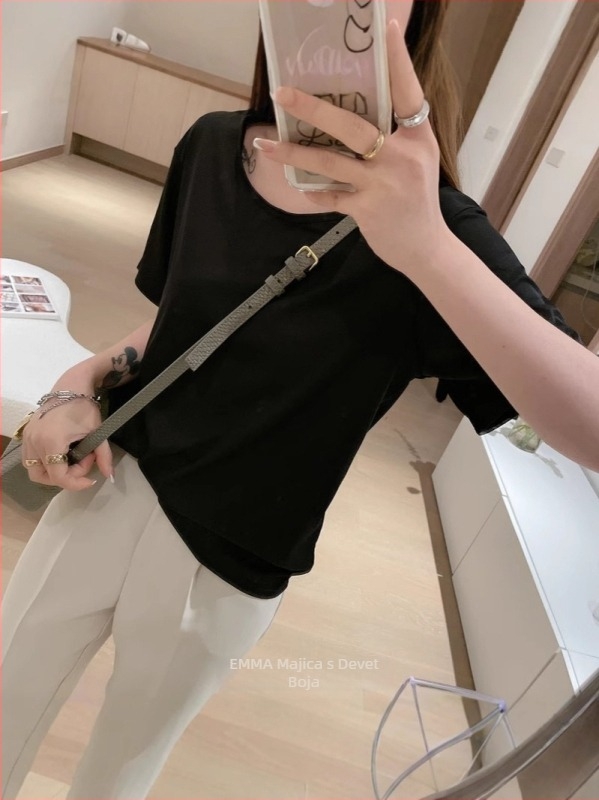 Emma majica od Ice Silk, slobodan kroj, okrugli vrat, kratki rukavi, jednobojna, devet boja