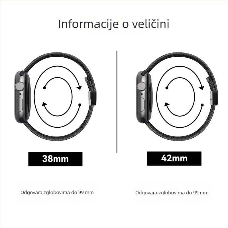 Najlonska magnetska traka za Apple Watch S9, kompatibilna sa S8/S7/S6, prozračna najlonska pletena traka, sučelje 20/22 mm