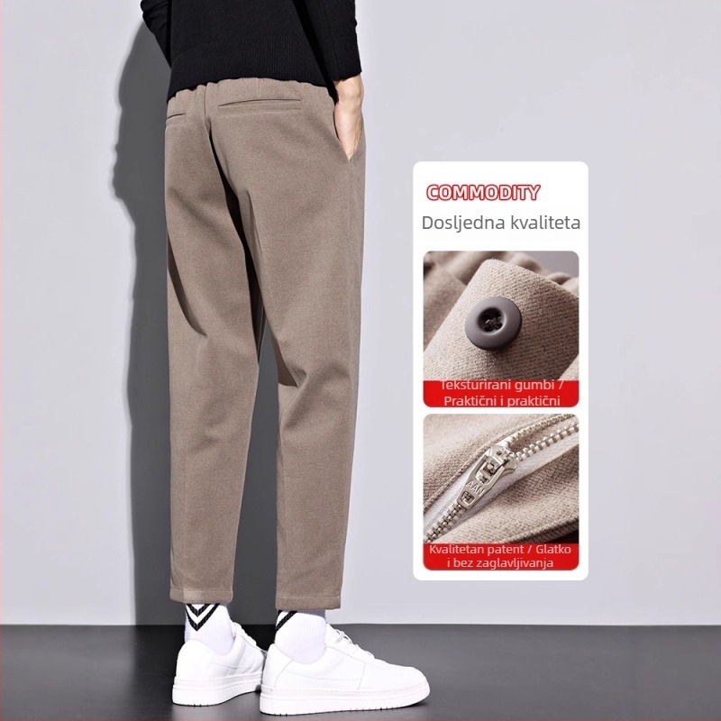 Muške hlače uskog kroja, korejskog stila, srednji pojas, zip, elastan materijal