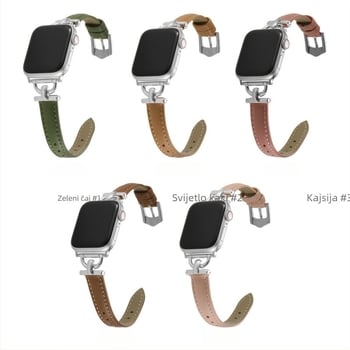 Kožni remen za Apple Watch s D-kopčom za 56789 Gen SE – Prava koža, proljeće 2024, stil Svježe i slatko