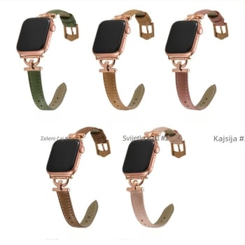 Kožni remen za Apple Watch s D-kopčom za 56789 Gen SE – Prava koža, proljeće 2024, stil Svježe i slatko