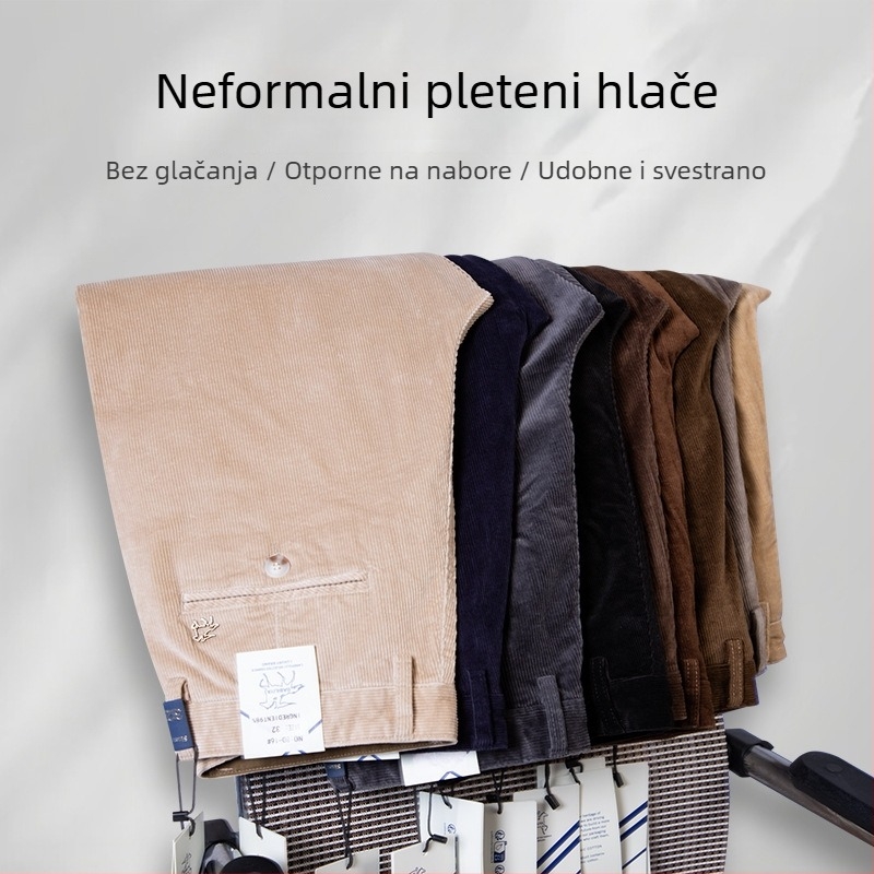 Corduroy Casual Pants – Zima 2025, Muški, ravnih krojeva, srednji pojas, pamuk 73,5%