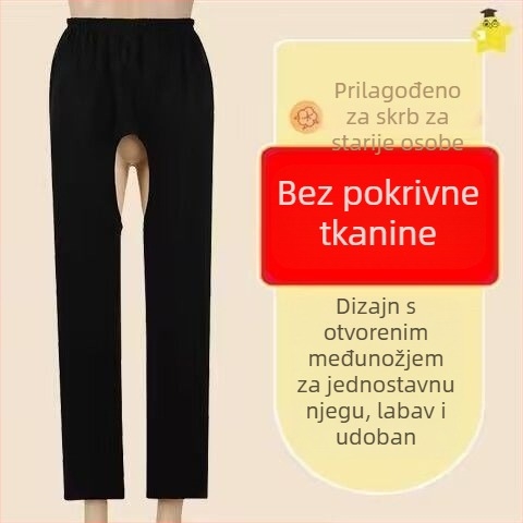 Open-Crotch Nursing Pants za starije bolesnike na postelji, 100% pamuk, ultra tanko, zadržava toplinu, za muškarce