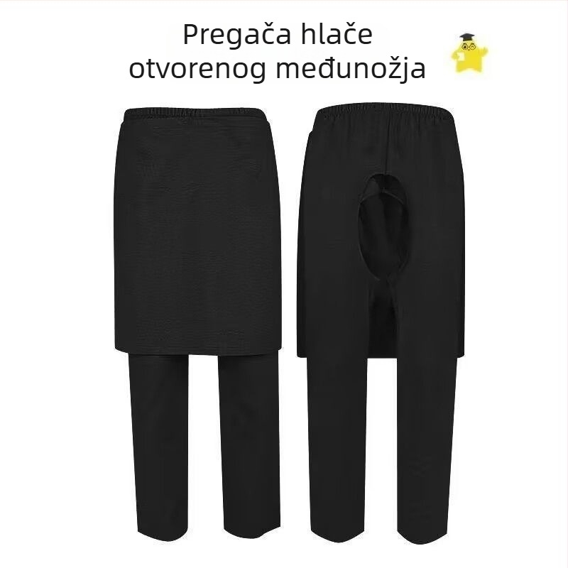 Open-Crotch Nursing Pants za starije bolesnike na postelji, 100% pamuk, ultra tanko, zadržava toplinu, za muškarce