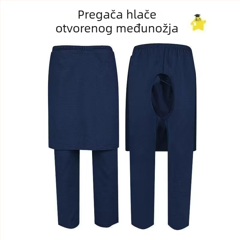 Open-Crotch Nursing Pants za starije bolesnike na postelji, 100% pamuk, ultra tanko, zadržava toplinu, za muškarce