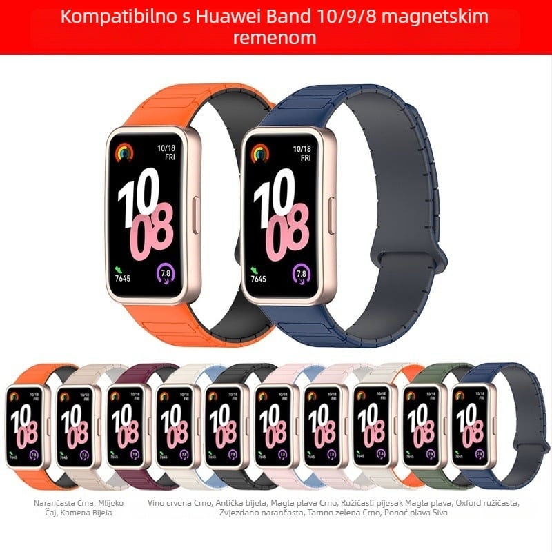 Silikonski remen za Huawei Band 8/9/10 s magnetskom kopčom – 16 g, Materijal: silikon, Kopča: magnetska, Kompatibilnost: Huawei Band 8/9/10, Marka: Star Scale