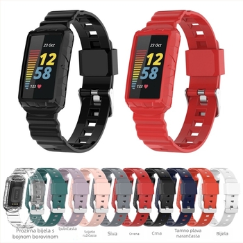 Armor silikon remen za Fitbit Charge6/Charge45 – jednodijelni univerzalni remen s kariranim uzorkom, kopča s jednim prstenom, prilagodljiva veličina sučelja