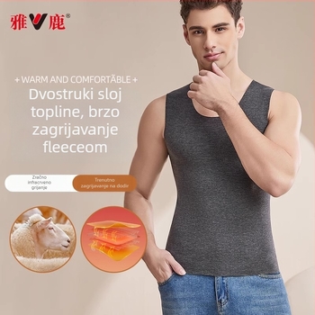 Muški termalni prsluk, dvostruki sloj, okrugli vrat, poliester materijal, antibakterijska funkcija, debela tkanina 251–300 g/m²