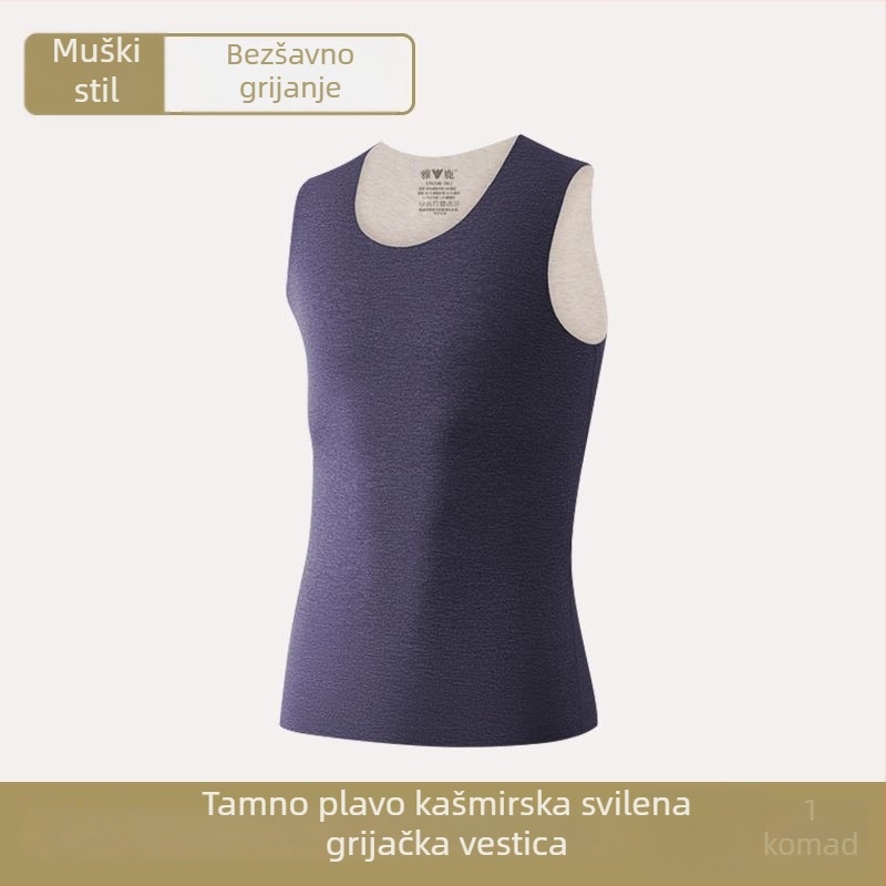 Muški termalni prsluk, dvostruki sloj, okrugli vrat, poliester materijal, antibakterijska funkcija, debela tkanina 251–300 g/m²