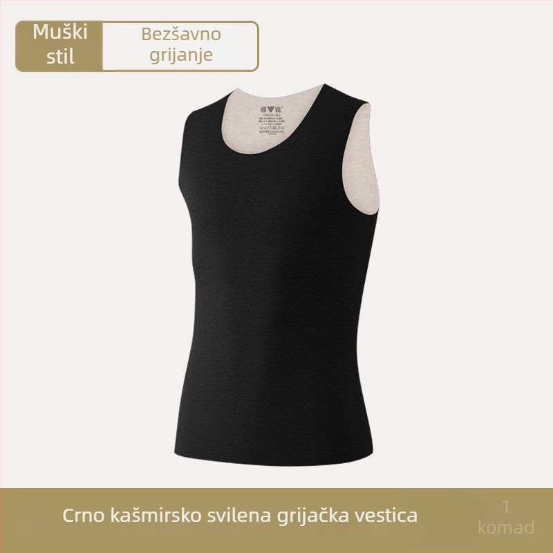 Muški termalni prsluk, dvostruki sloj, okrugli vrat, poliester materijal, antibakterijska funkcija, debela tkanina 251–300 g/m²