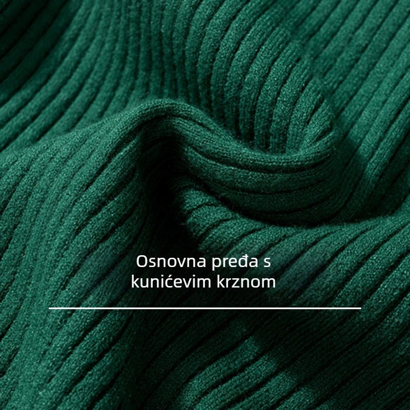 Ženska bez rukava topli vest s visokim ovratnikom — visokoelastična pletenina od core-spun vunje zaječje; glavni materijal 50–70% poliester, drugi 30–50% poliester; stil I-Type za gradska putovanja, proljeće 2024