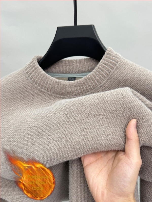 Pleten pulover chenille s fleece podstavom, polukrk vrat, poliester vlakno