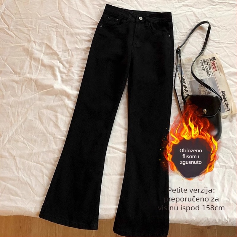 Ženske bootcut traperice – visoki struk, elastični denim, mješavina denima, srednja debljina