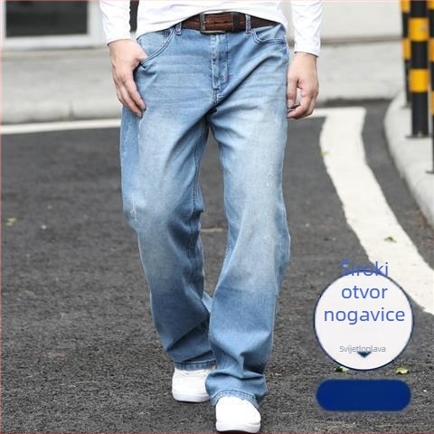 Muške traperice, ravne nogavice, srednji pojas, zatvarač, Washed, Modal